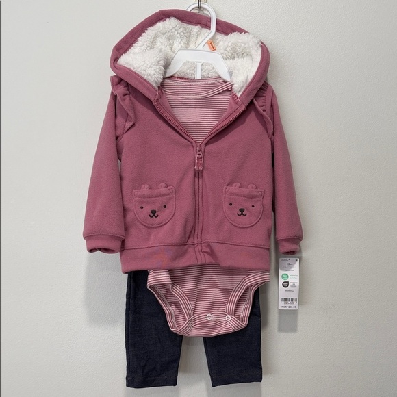 Carter's Other - Pink Hooded Baby Outfit with Bear Pockets